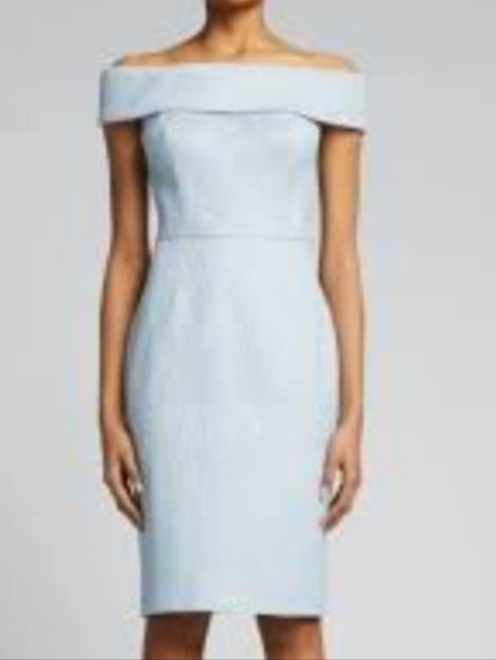Rickie Freeman for Teri Jon Pale Blue One-Shoulder Sheath Dress